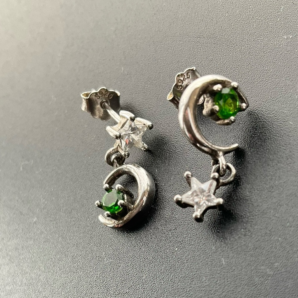 Sterling Silver Star and Moon Earrings